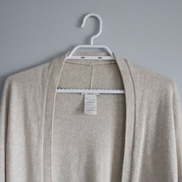 Talula Women's Cream Sz XXS Lenox Cashmere Oversized Open Front Ribbed Cardigan - Picture 4 of 11